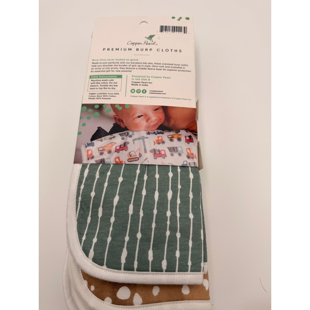 Copper Pearl Burp Cloths Baby OS Multi NEW 3-Pack Floral Sage Tan Oversized - Picture 3 of 4